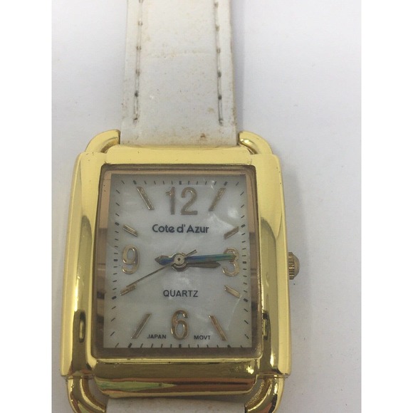 Cote D’ Azur Japan Gold White Croc Leather Mother Of Pearl Stainless Works - Picture 2 of 8